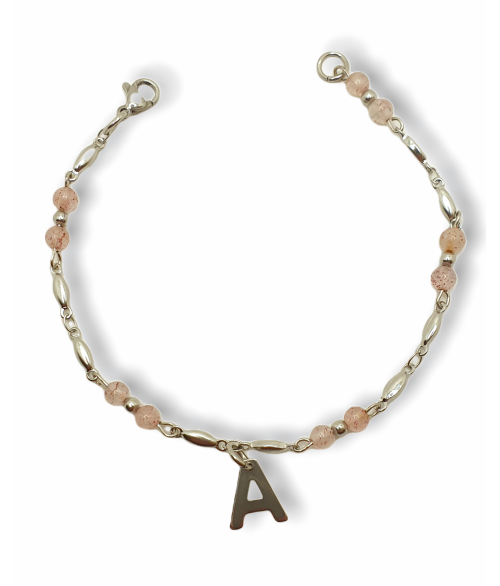 PULSERA CUARZO ROSA PERSONALIZADA