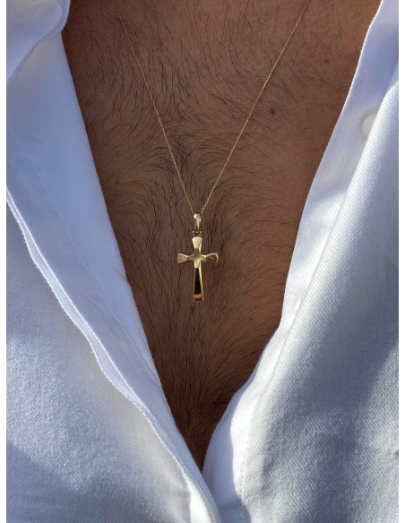 Cruz de Oro 18k con Centro Mate