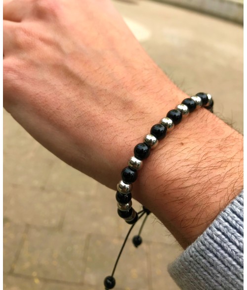Pulsera Ajustable Piedras Negras en...
