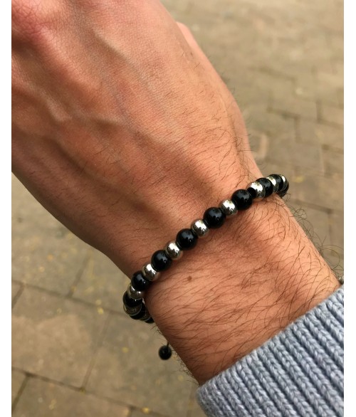 Pulsera Ajustable Piedras Negras en...