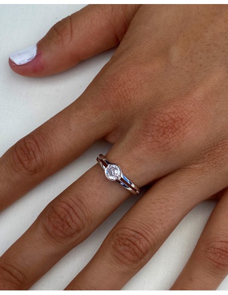 Anillo de Plata 1ª Ley con Circonita Grande
