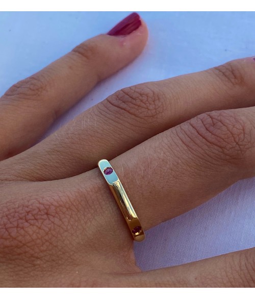 Anillo en Oro 18k con Rubí Octógono