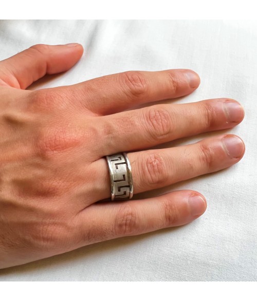 Anillo Greca de Plata Calado