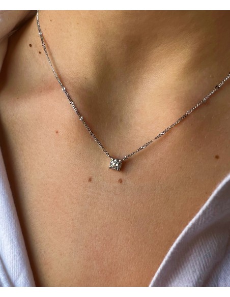 Colgante en Oro Blanco 18k con Diamante Blanche