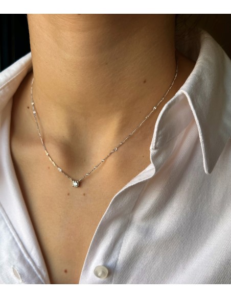 Colgante en Oro Blanco 18k con Diamante Blanche