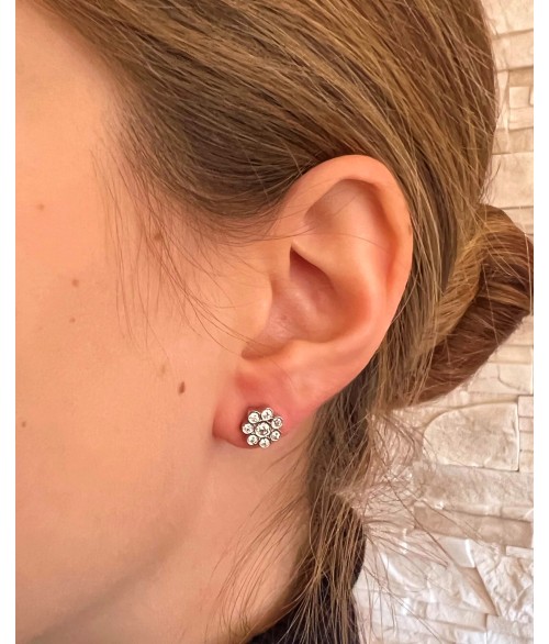 Pendientes de Diamantes Flor en Oro...