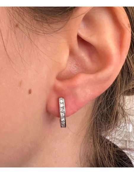 Pendientes Aro de Diamantes en Oro Blanco 18k