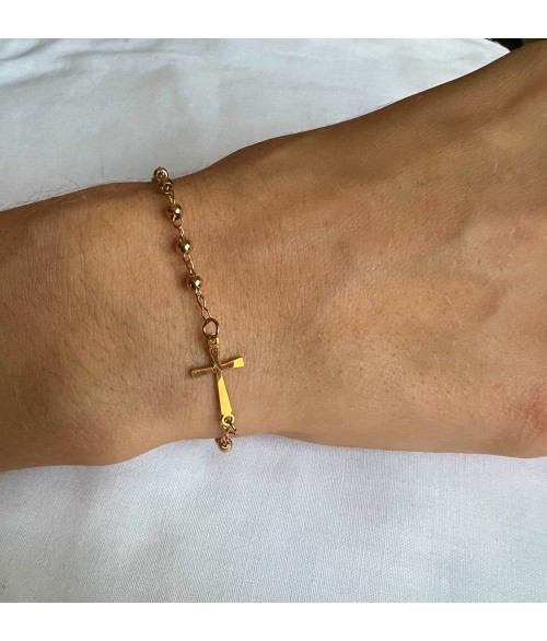 Pulsera Cruz Medalla en Acero