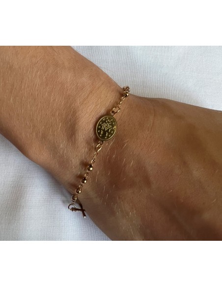 Pulsera Cruz Medalla en Acero