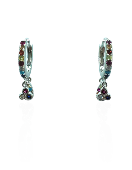 Pendientes de Aro Colgante Trebol Plata