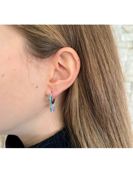 Pendientes de Aro Colgante Estrella Plata