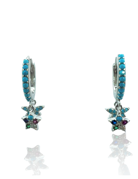 Pendientes de Aro Colgante Estrella Plata