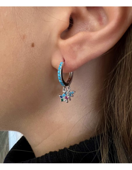 Pendientes de Aro Colgante Estrella Plata