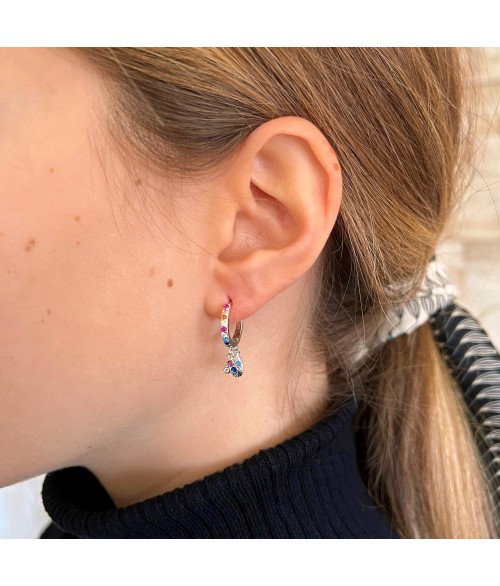 Pendientes de Aro Colgante Trebol Plata