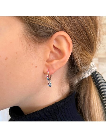 Pendientes de Aro Colgante Trebol Plata