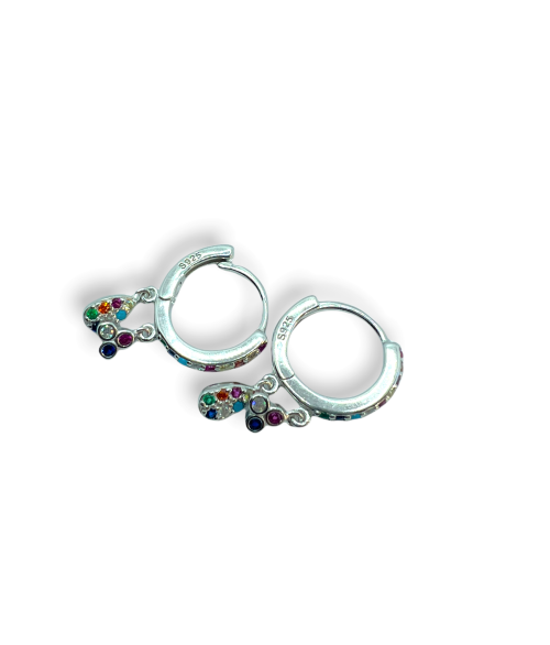 Pendientes de Aro Colgante Trebol Plata