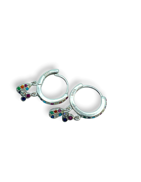 Pendientes de Aro Colgante Trebol Plata