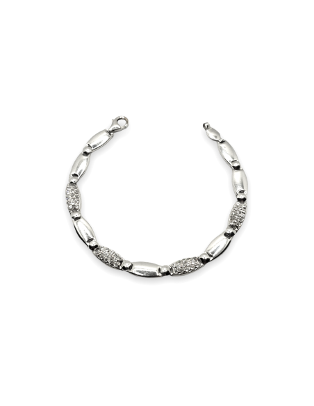 Pulsera de Oro Blanco 18k con Placas Circonitas