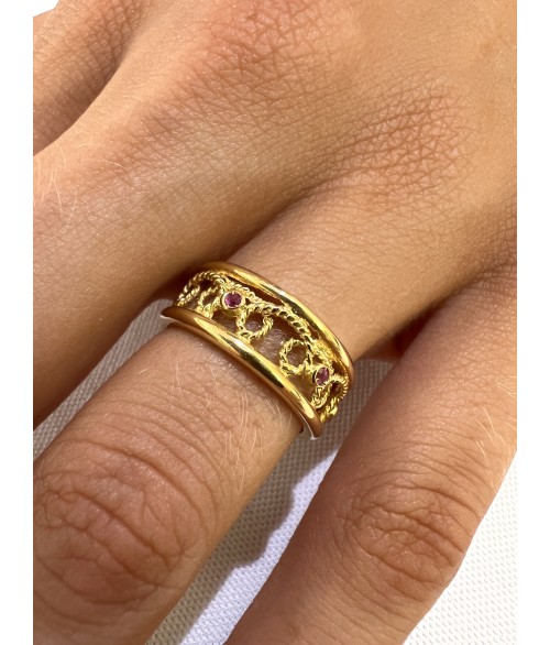 Anillo de Oro Amarillo 18k con Rubí...