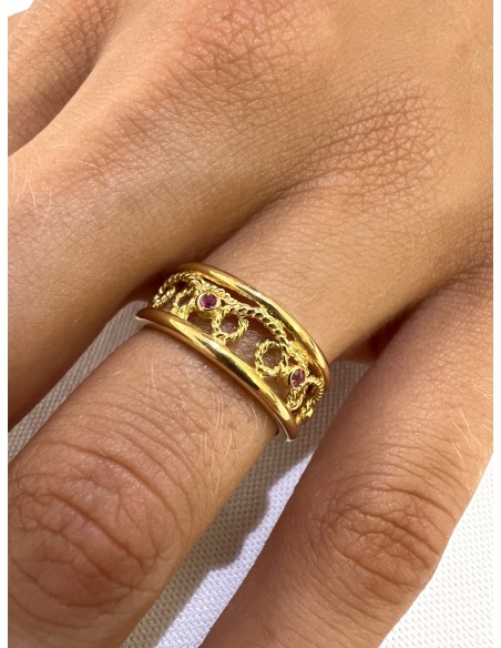 Anillo de Oro Amarillo 18k con Rubí String