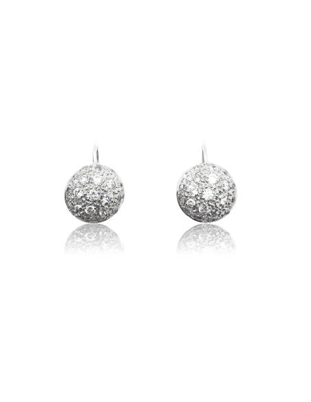 Pendientes Colgante con Circonitas en Oro Blanco 18k
