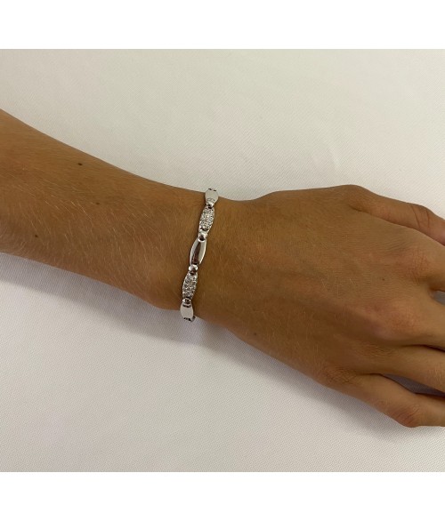 Pulsera de Oro Blanco 18k con Placas...