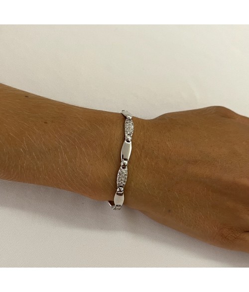 Pulsera de Oro Blanco 18k con Placas...