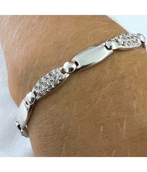 Pulsera de Oro Blanco 18k con Placas...