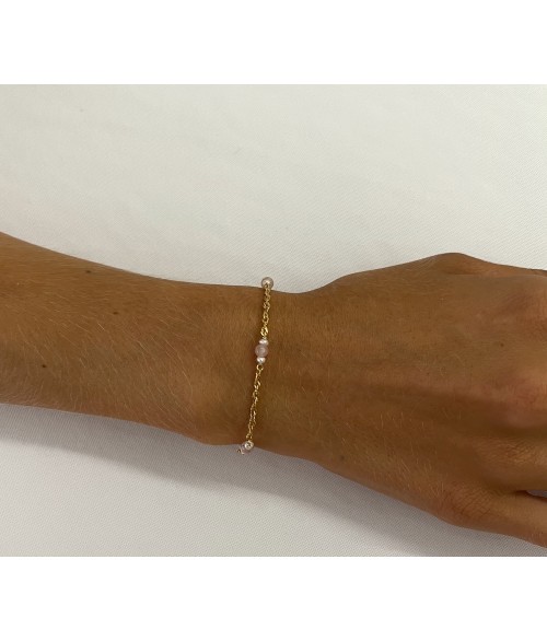 PULSERA SINGAPUR ROSE QUARZ