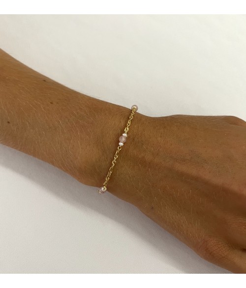 PULSERA SINGAPUR ROSE QUARZ