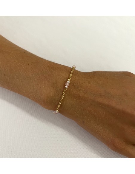 PULSERA SINGAPUR ROSE QUARZ