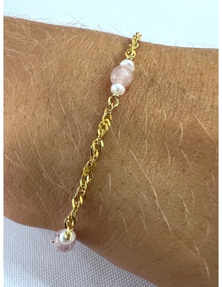 PULSERA SINGAPUR ROSE QUARZ
