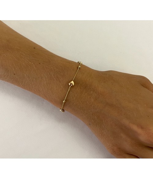 Pulsera Tres Corazones en Oro 18k