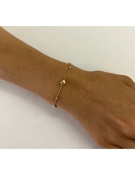 Pulsera Tres Corazones en Oro 18k