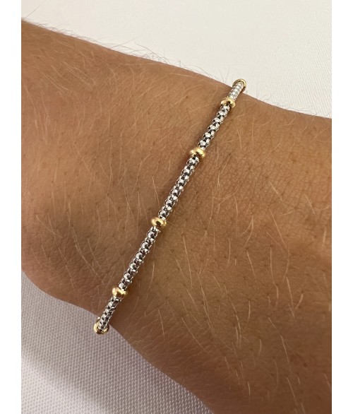 Pulsera en Oro 18k Bicolor con Bolas