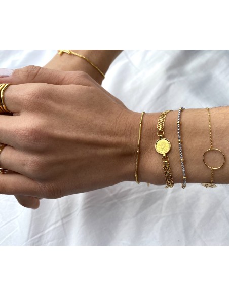 Pulsera en Oro 18k Bicolor con Bolas