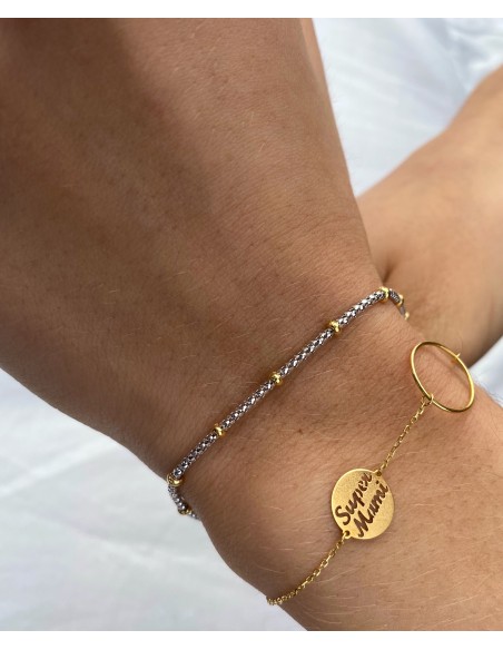 Pulsera en Oro 18k Bicolor con Bolas