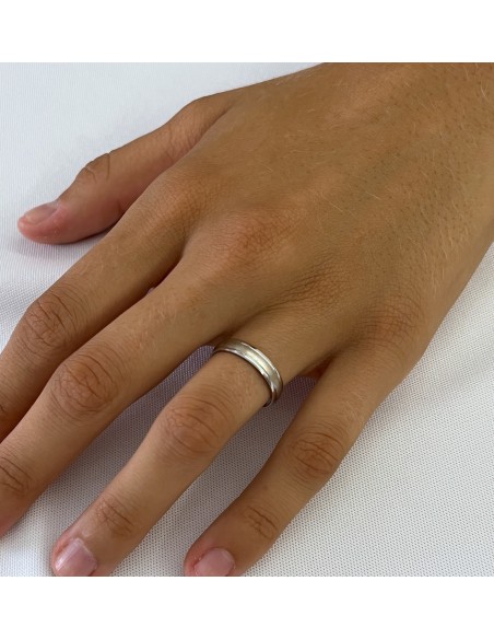 Alianza de Matrimonio en Oro 18k Blanco Mate