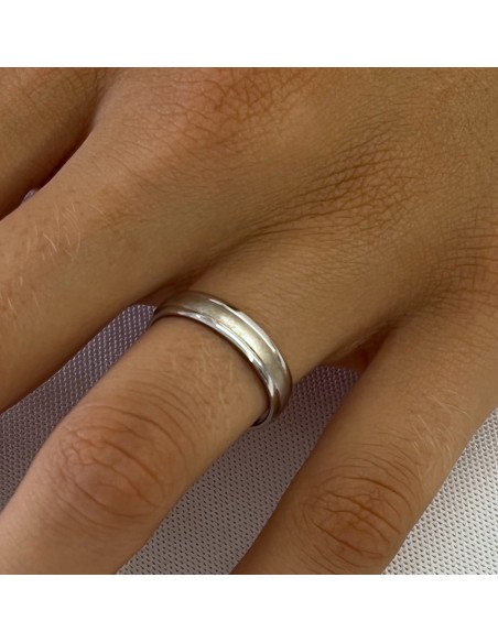Alianza de Matrimonio en Oro 18k Blanco Mate