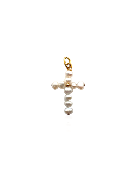 Cruz de Perlas en Oro 18k