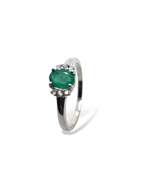 Anillo de Oro 18k con Esmeralda y Diamantes