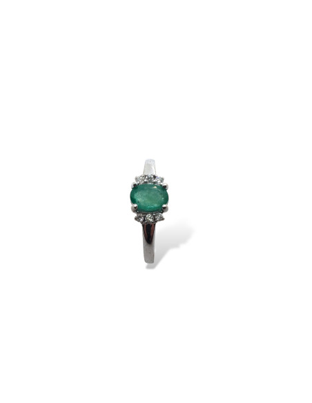 Anillo de Oro 18k con Esmeralda y Diamantes
