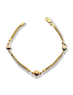 Pulsera de Oro 18k Corazones