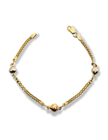 Pulsera de Oro 18k Corazones