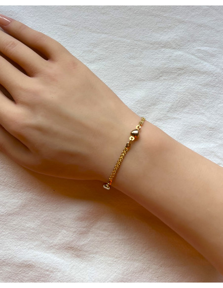 Pulsera de Oro 18k Corazones