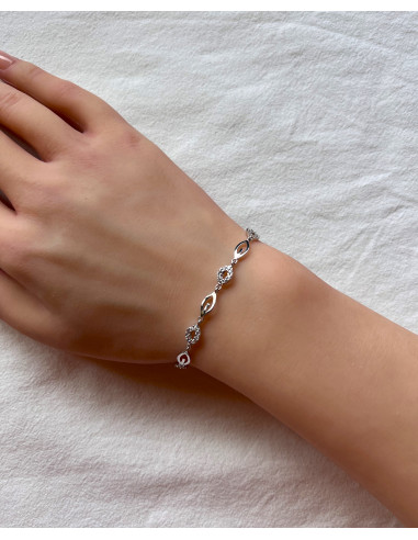 Pulsera de Oro Blanco Ojos 18k con...