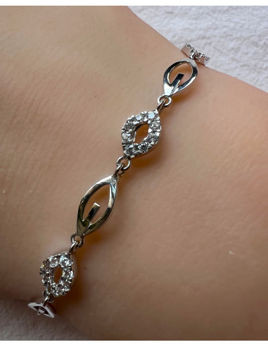 Pulsera de Oro Blanco Ojos 18k con...