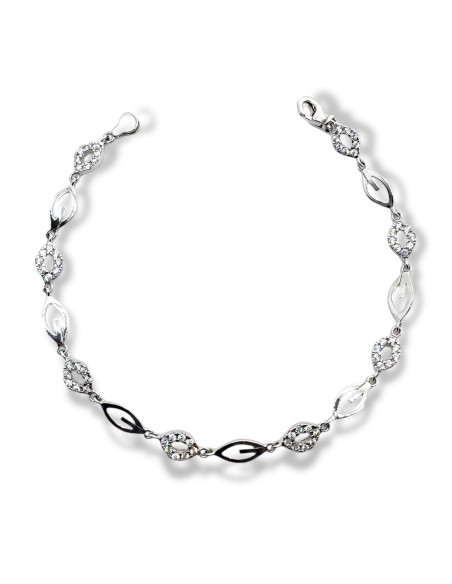 Pulsera de Oro Blanco Ojos 18k con Circonitas
