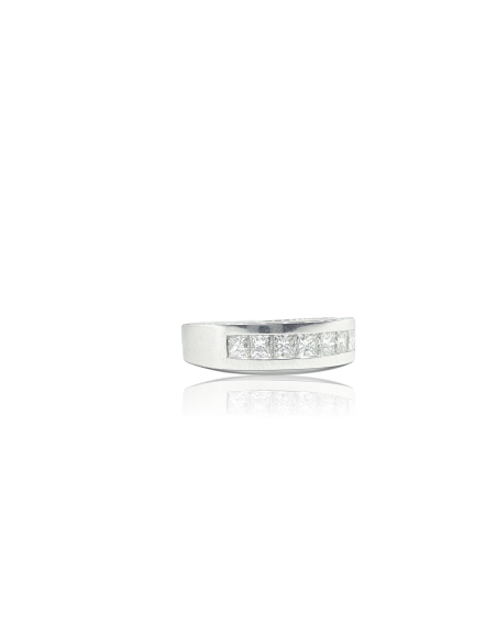 Anillo con Diamantes Carré en Oro Blanco 18k