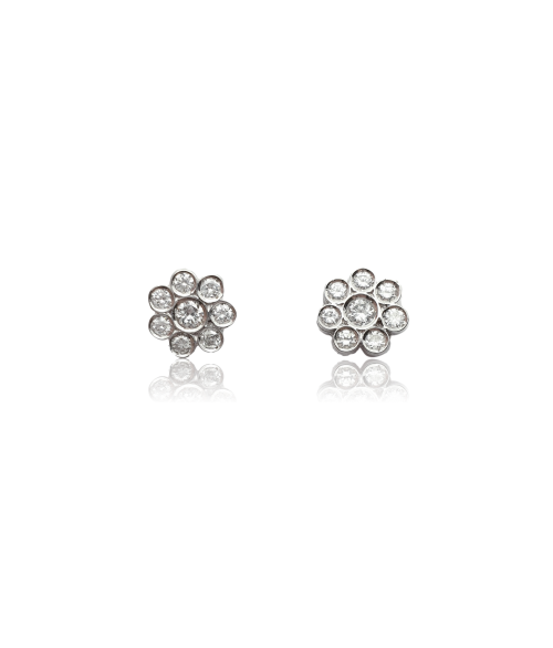 Pendientes de Diamantes Flor en Oro...